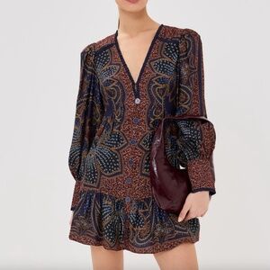 FARM Rio Floral Glam Blue Mini Dress, XS (NEVER WORN)